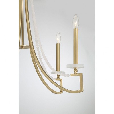 Helen Warm Brass 5-Light Chandelier with Frosted Beads