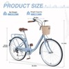 INFURNIC Bicycles 7 Speed City Bike with Basket and Steel Frame for Girls Commuter and Leisure Riding, Blue, 66.93"*24.8"*41.34" - 4 of 4