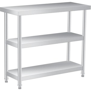 3-Tier Stainless Steel Work Table ,  Commercial Kitchen Prep Table with  Shelves for BBQ, Garage, and Food Service - 1 of 4