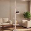 TopComfy Pet Tower Floor to Ceiling Vertical Cat Tree Space Saving Design Pet Fun Scratching Post Pet Toy for Cats, Beige, 15.8"*13.5"*102.3" - 4 of 4