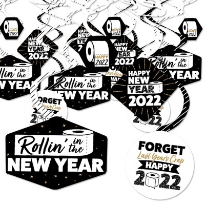 Big Dot of Happiness Rollin' in the New Year - 2022 New Year's Eve Party Hanging Decor - Party Decoration Swirls - Set of 40