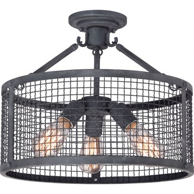 Quoizel Lighting Wilder 3 - Light Semi-Flush Mount in  Mottled Black
