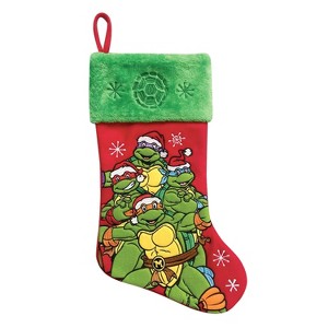 Teenage Mutant Ninja Turtles in Santa Hats Embroidered 20" Applique Christmas Stocking - 1 of 1