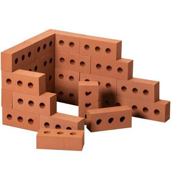 ShpilMaster Construction Stacking Building Red Brick Block, Rectangle Foam Kids Pretend Play Creativity Toy, 25 Pack