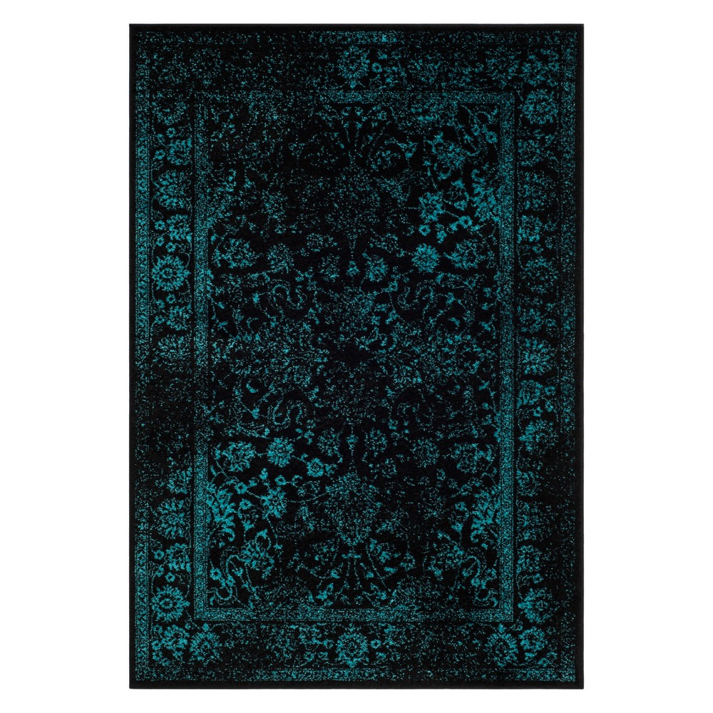 5'1inx7'6in Spacedye Design Area Rug Black/Teal - Safavieh