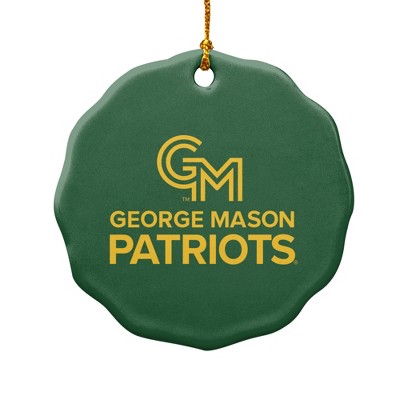George Mason University Primary Logo Porcelain Scalloped Holiday Christmas Tree Ornament