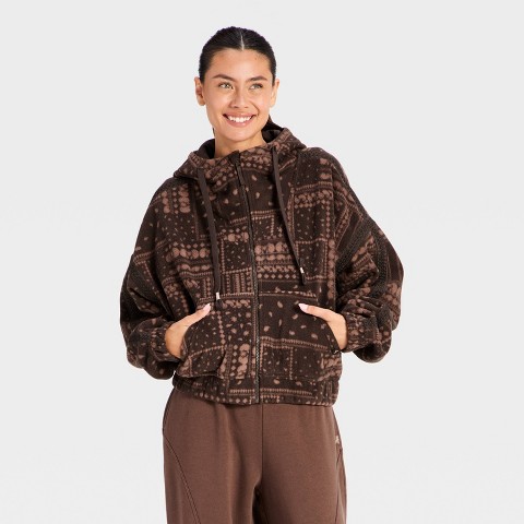 Женская куртка JoyLab High Pile Zip-Up, цвет: Коричневый