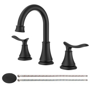 ChicFurnit Bathroom Sink Faucet 2 Handle Widespread with 360 Swivel Spout and Pop Up Drain for Bathroom, Black, 13.78"*11.42"*3.94" - 1 of 4