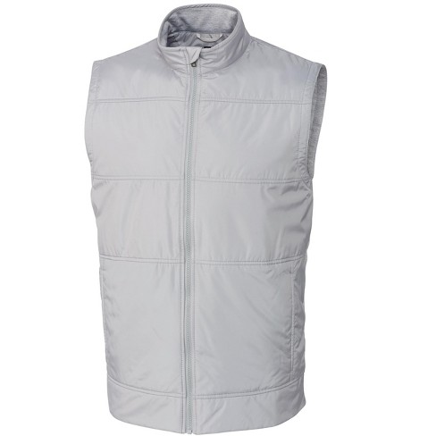 Men's Seattle Mariners Cutter & Buck Gray Big & Tall Stealth Hybrid Quilted  Windbreaker Full-Zip Vest