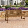 HOMLUX 2-Person Outdoor Patio Garden Bench Loveseat Porch Chair Solid Wood with Armrest, Small Table - 4 of 4