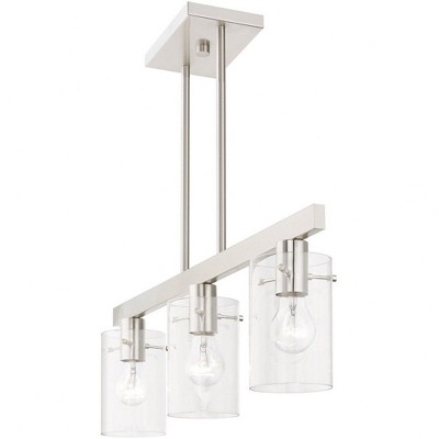 Munich Brushed Nickel 3-Light Linear Chandelier with Clear Glass