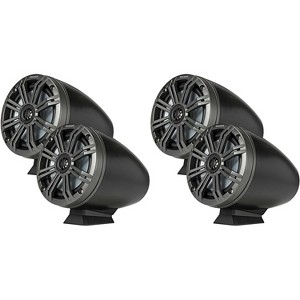Kicker ( 2 Pair ) KMFC65 6.5" Flat Mount Loaded Marine Wake Towers with 46KM654L Speakers - Charcoal Grills with Black Enclosures - 1 of 4