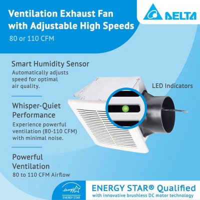 Delta Breez White Adjustable Speed Ceiling Mount Exhaust Fan
