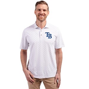 Tampa Bay Rays Cutter & Buck Virtue Eco Pique Tile Print Recycled Mens Polo - 1 of 1