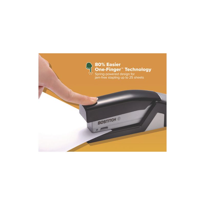 Bostitch InJoy Spring-Powered Compact Stapler, 20-Sheet Capacity, Black, 2 of 8