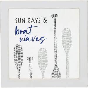 Pavilion Gift Company - Boat Waves - 5" x 5" Framed Glass Plaque - Wall Sign Panels - 1 of 4