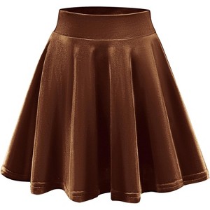 Women's Vintage Velvet Skater Skirt - Stretchy Flared Mini A-Line Skirt - 1 of 4