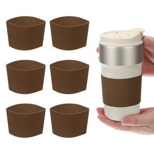 Unique Bargains Silicone Protective Heat Resistant Non Slip Coffee Cup Sleeve 6 Pcs - 1 of 4