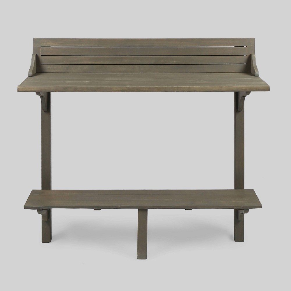 Photos - Garden Furniture Rectangle Caribbean Acacia Wood Balcony Bar Table - Gray - Christopher Kni