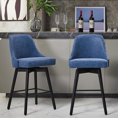 26" Counter Height Barstools,Mid Century Bar Chairs with Back & Wood Legs for Dining Room Kitchen Island