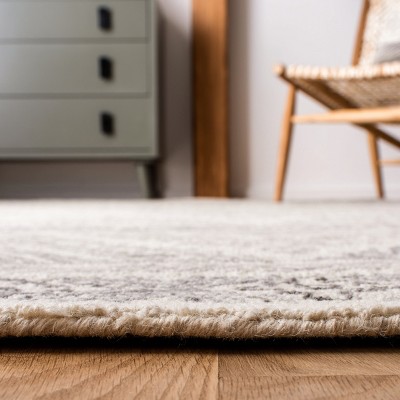 Ivory and Light Brown Geometric Wool 4' x 6' Handmade Tufted Rug