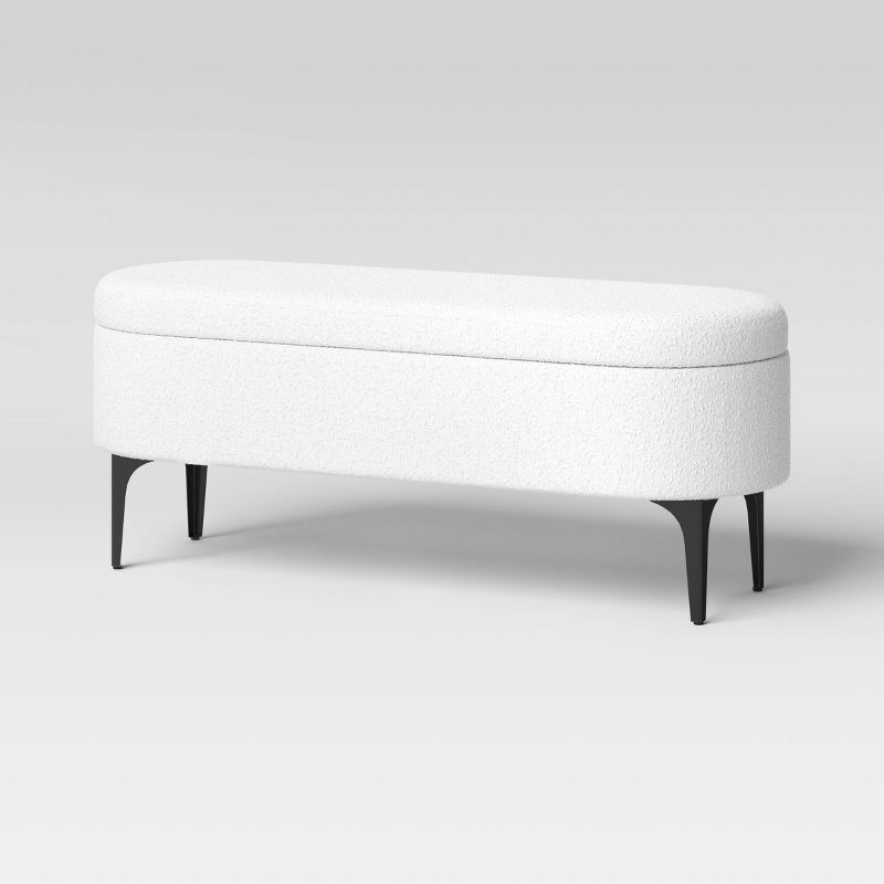 Storage Bench with Metal Legs Cream Boucle - Threshold™, 1 of 11
