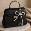 CTM Women's Silver and Pearl Bow Heart Bag Charm/Key Chain - 3 of 3