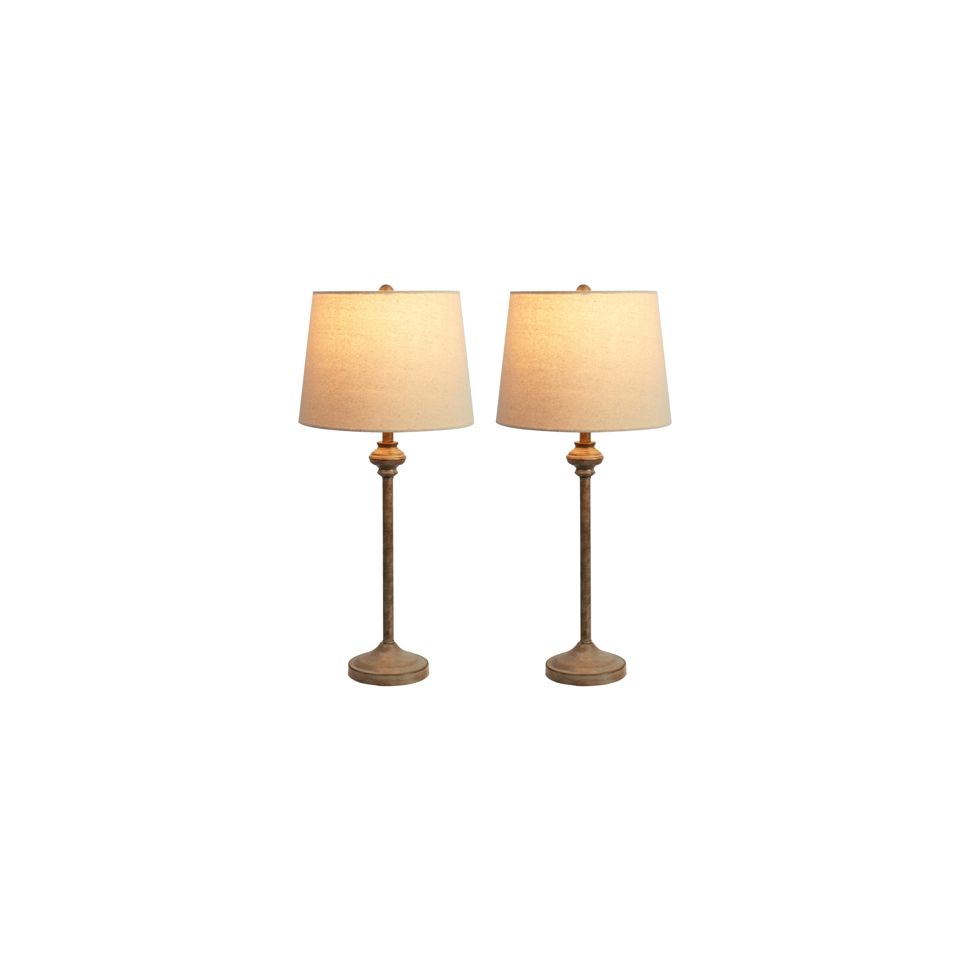 Maxax 26" Modern Metal Table Lamp Set of 2, Classic Bedside Lamps for Living Room, Bedroom, Brown Finish
