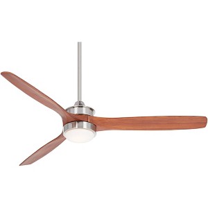 52" Casa Vieja Modern Indoor Ceiling Fan with Light LED Brushed Nickel Carved Wood for Bedroom Kitchen Living Room Family Dining - 1 of 4