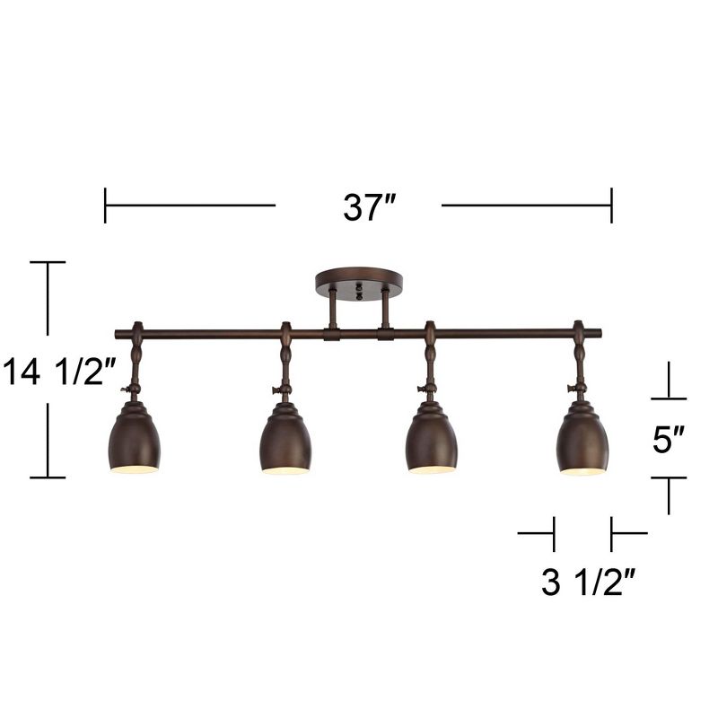 Pro Track Elm Park 4-Head Ceiling or Wall Track Light Fixture Kit Spot Light Brown Oiled Rubbed Bronze Finish Farmhouse Rustic Kitchen 44 1/2" Wide, 4 of 10