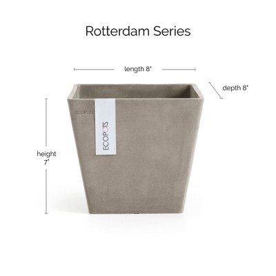 Taupe Recycled Plastic Square Indoor/Outdoor Planter, 8"