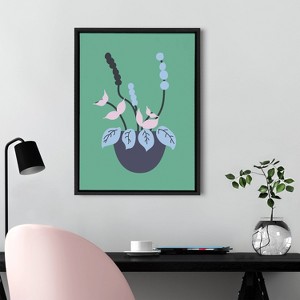 18" x 24" Sylvie Abstract Florals Green Framed Canvas by Queenbe Monyei Black - Kate & Laurel All Things Decor - 1 of 4
