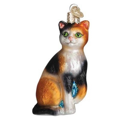 Old World Christmas 4.25 In Calico Cat Affectionate Feline Independent Tree Ornaments