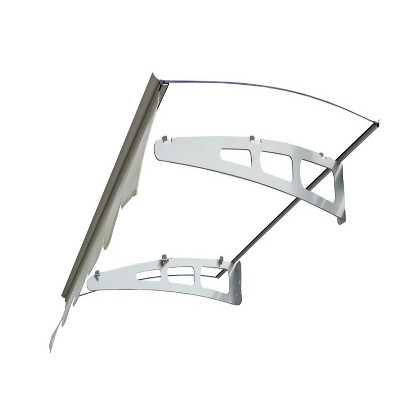 Door Window Awning Made of 0.137 Inch Thick Crystal Solid Polycarbonate Sheet and Aluminum Alloy with Valance for Wooden Wall House