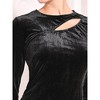 Hobemty Women's Cut Out Crew Neck Long Sleeve Velvet Party Sheath Dresses - 4 of 4
