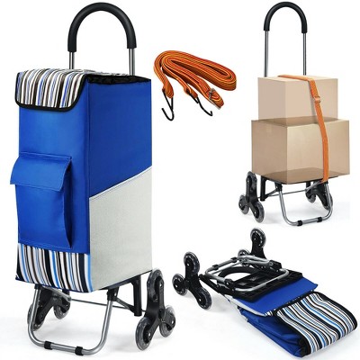 Costway Folding Shopping Cart Stair Climbing Dolly w/ Bag & Bungee Cord