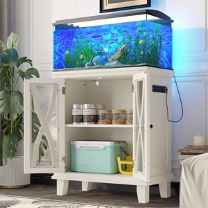 ELJGET 20 Gal Fish Tank Stand with 4 Outlets & 2 USB, Farmhouse Aquarium Cabinet with Adjustable Shelves, 298LBS Capacity for Reptile Tanks - 1 of 4