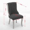 Snow Velvet Dining Chairs Set of 2 Mid Century Style with Curved Wood Trim and Sculpted Legs for Dining Room –The Pop Home - 4 of 4