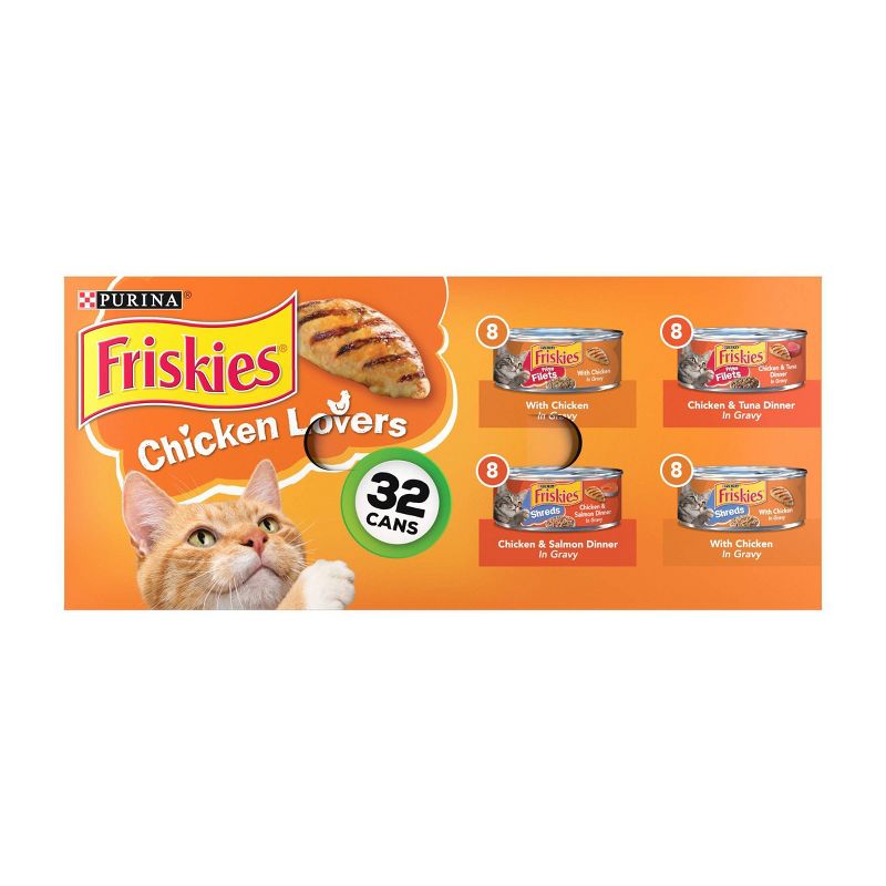 Purina Friskies Prime Filets &#38; Shreds with Tuna, Chicken, Salmon and Seafood Lover Wet Cat Food - 5.5oz/32ct Variety Pack, 1 of 8
