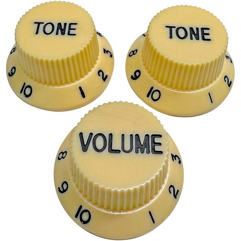 Axlabs Strat-style Knob Kit With Black Lettering (3) Aged White/cream ...