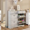Airsurfer Antique White Slim Shoe Storage Cabinet – 2 Drawers + 4 Flip Drawers with Adjustable Shelves, Entryway Foyer Shoe Organizer - 2 of 4