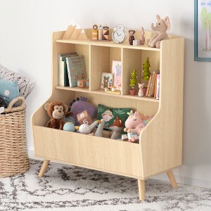 Arceso 34" Kids Toy Storage Organizer,Bookshelf for Kids Room - Natural Wood Color - 1 of 4