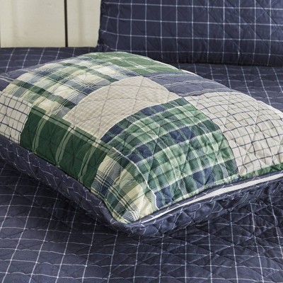 King Green and Navy Reversible Microfiber Quilt Set