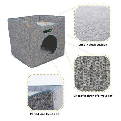 JESPET & GOOPAWS: Foldable Cat Condo - Smoke Grey - Cube House