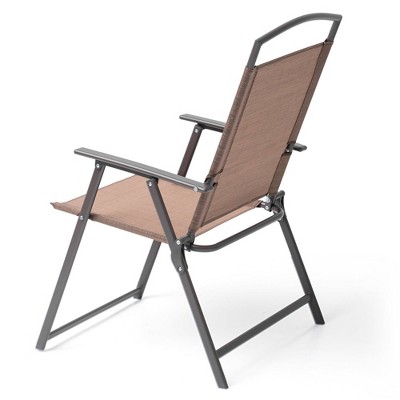 Brown Steel and Glass 5-Piece Patio Dining Set with Umbrella Hole