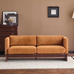 Christopher Knight Home Miranda 77'' Modern 3-Seater Rubberwood Upholstered Sofa with Thick Cushions - 1 of 4