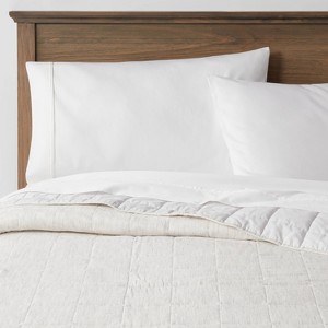 Full/Queen Space Dyed Cotton Linen Quilt Light Gray - Threshold™: Woven Coverlet, OEKO-TEX Certified, All Ages - 1 of 4