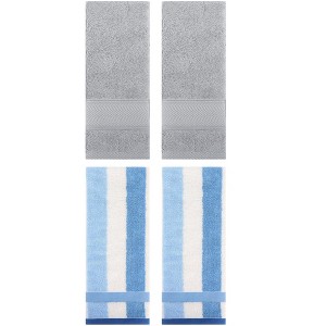 REGALWOVEN 4 Pcs Cotton Soft Comfortable Absorbent Striped Hand Towel - 1 of 4