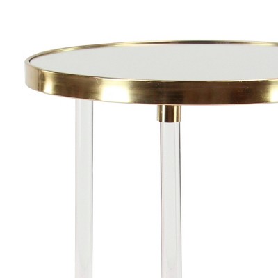 Elegant Gold Round Acrylic Accent Table with Mirrored Top