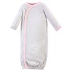 Touched by Nature Baby Girl Organic Cotton Side-Closure Snap Long-Sleeve Gowns 3pk, Pink Gray Scribble, 0-6 Months - 2 of 4